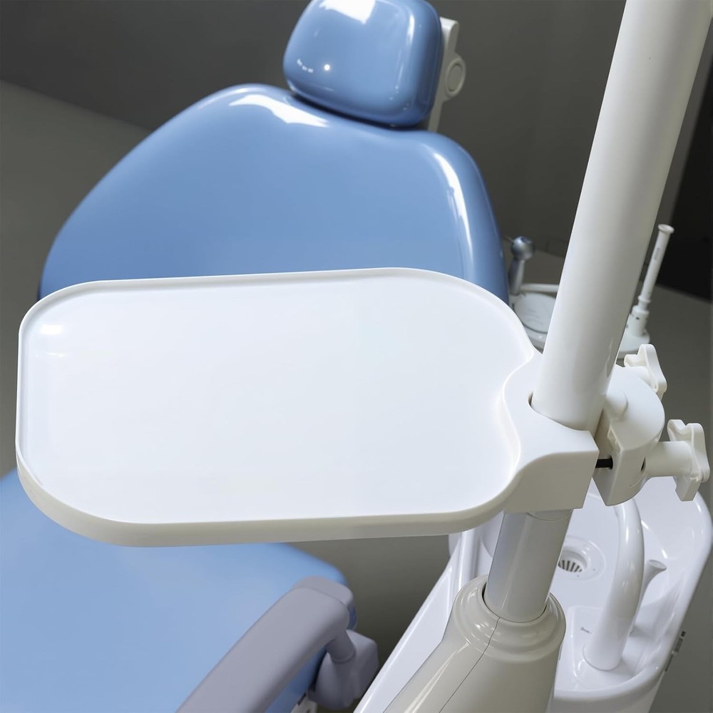 White Dental Adjustable Plastic Post Mounted Tray Table Chair Accessories