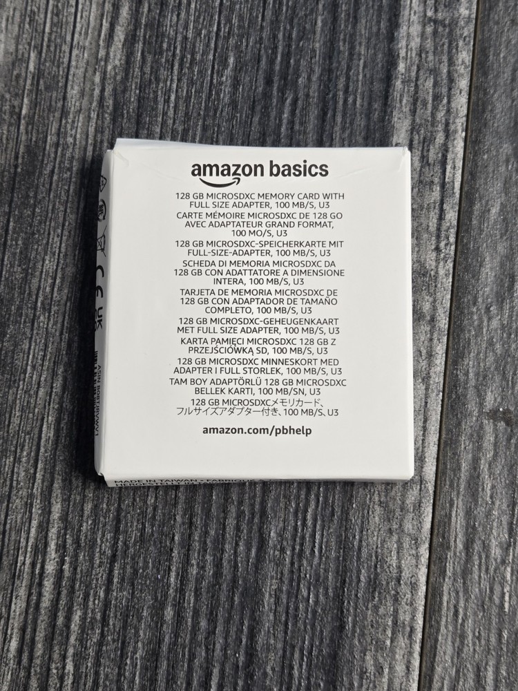 Amazon Basics 128GB micro SDXC 100Mb/s Memory Card New