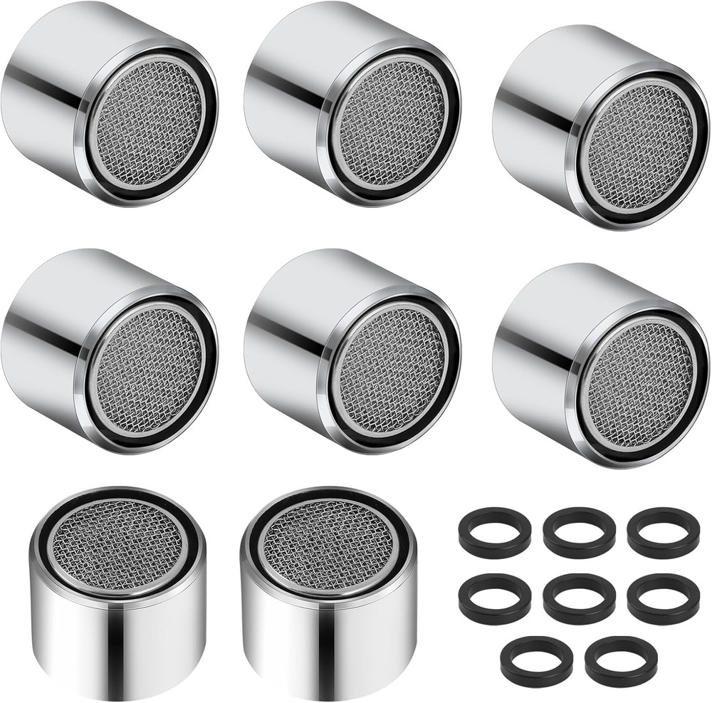 Faucet Aerator for Kitchen and Bathroom Sink, 8 Pcs Female Thread Silver