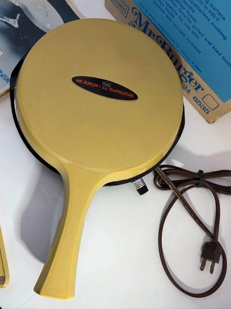 Vintage Sears Mr. Burger * All Temperature Griddle. Box, Knife, Instructions