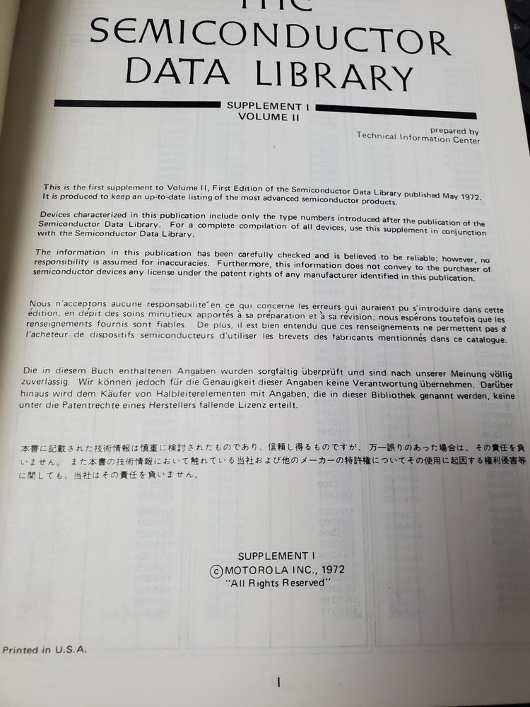 3-volume MOTOROLA SEMICONDUCTOR DATA LIBRARY 1st edition 1972