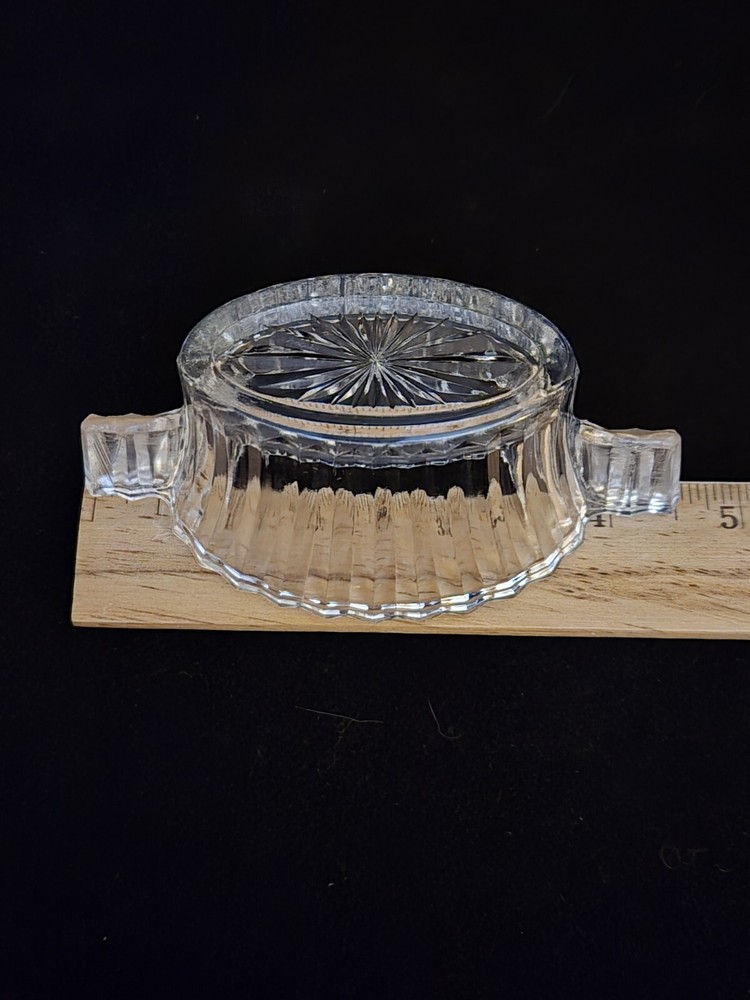 HEISEY RIDGELEIGH Vintage Mini SUGAR Clear Glass Lined Solid Handles