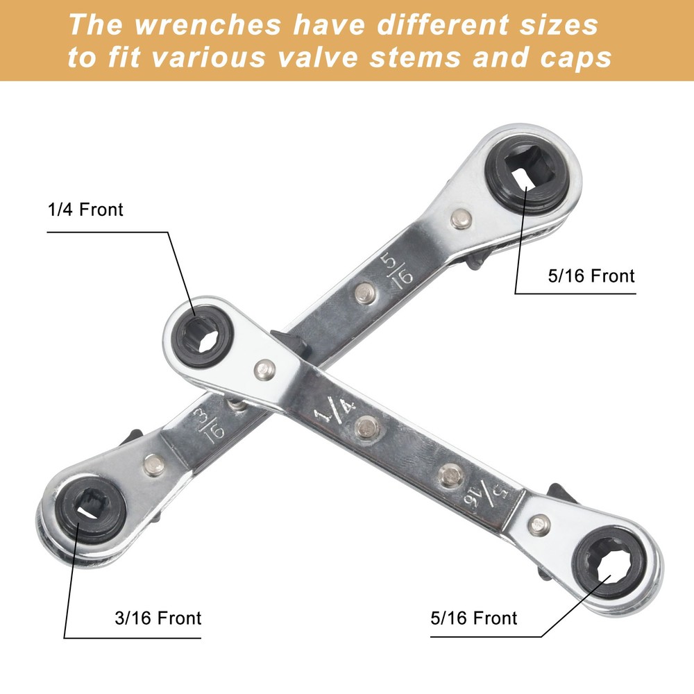 HVAC Wrench Tool AC Schrader Valve Core Remover Set 1/4''& 5/16'' Port Installer