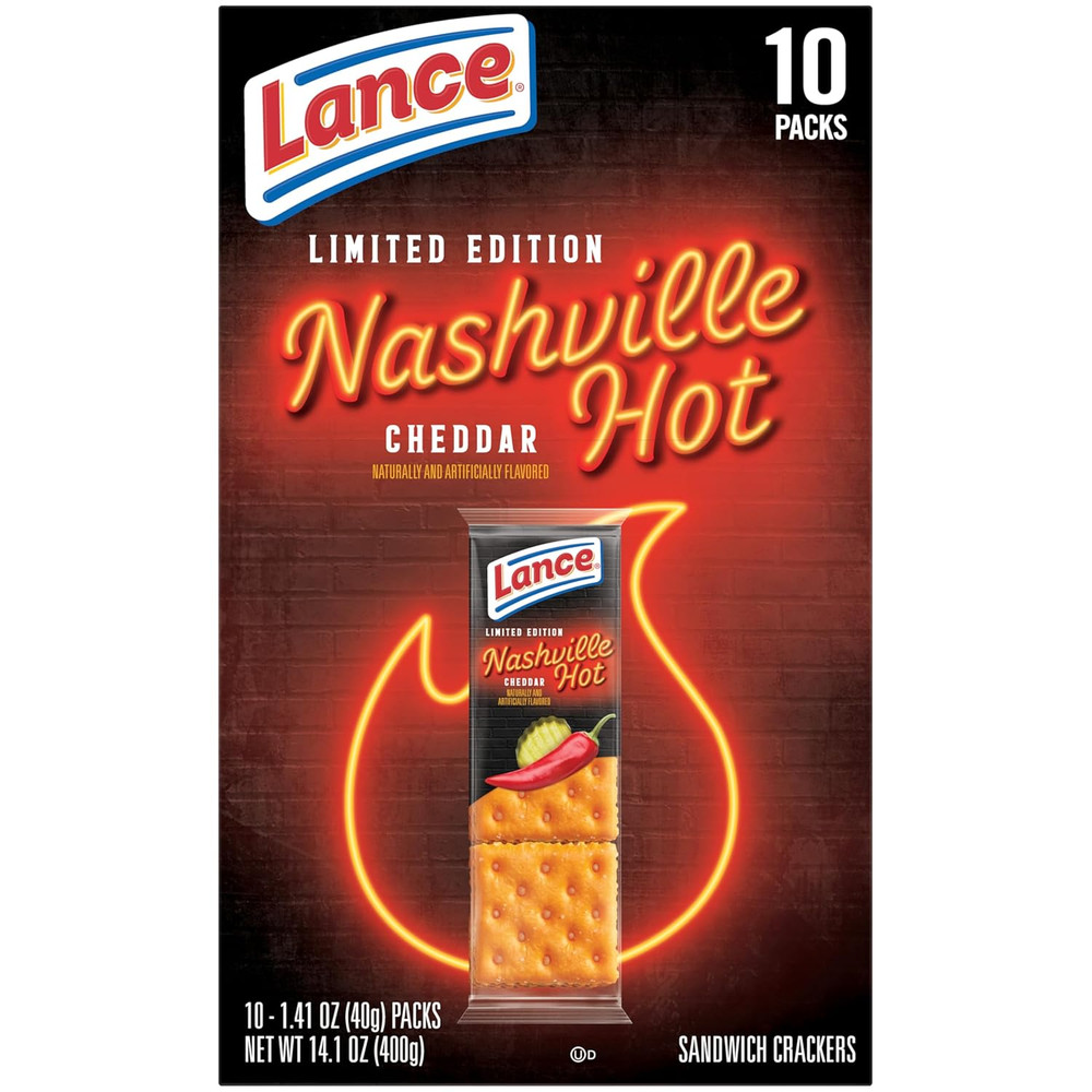 Nashville Hot Cheddar Sandwich Crackers, 10 Pack