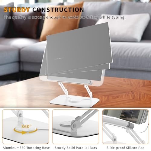 Adjustable Acrylic Book Stand with 360° Rotating Base & Page Clips - Foldable Ho
