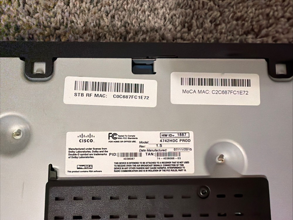Cisco 4742HDC HD TV Cable Receiver - **MISSING REMOTE**