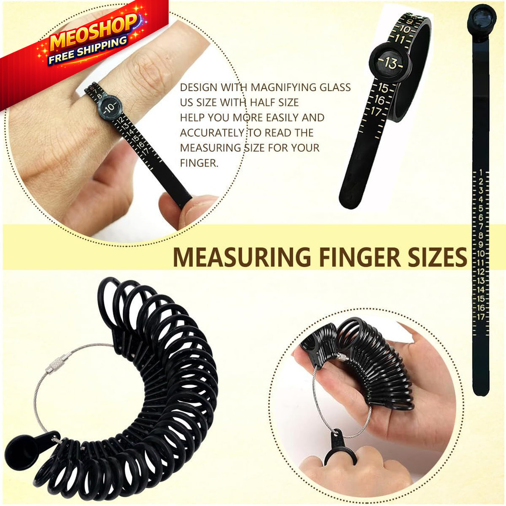 Ring Sizer Measuring Tool Kit Mandrel Sizing Finger COLORFUL