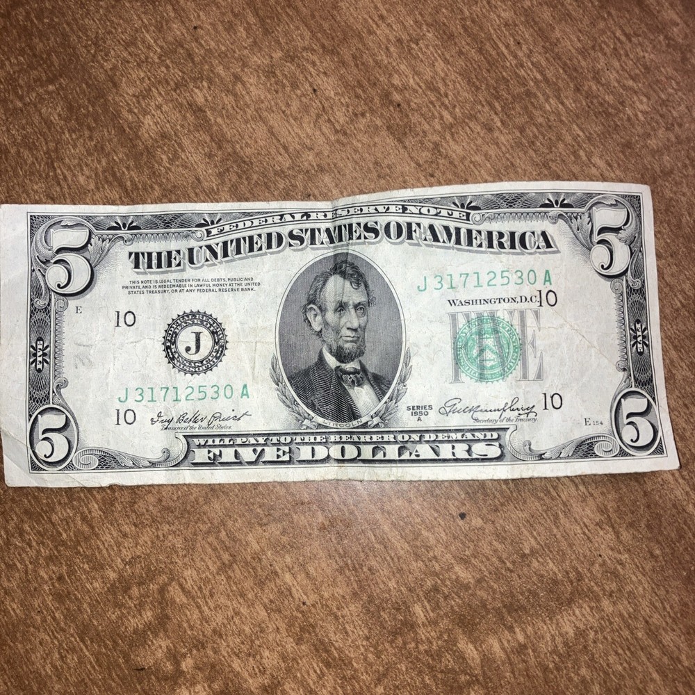 1950 Series Error Cut $5 Five Dollar Federal Reserve Note Off Center 2 Errors!!!