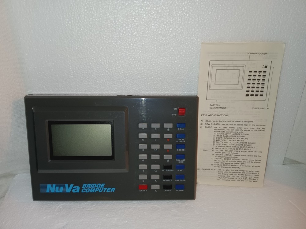 Vintage 1987 NUVA Bridge Computer NV-211 Electronic Hand Held Game Tested