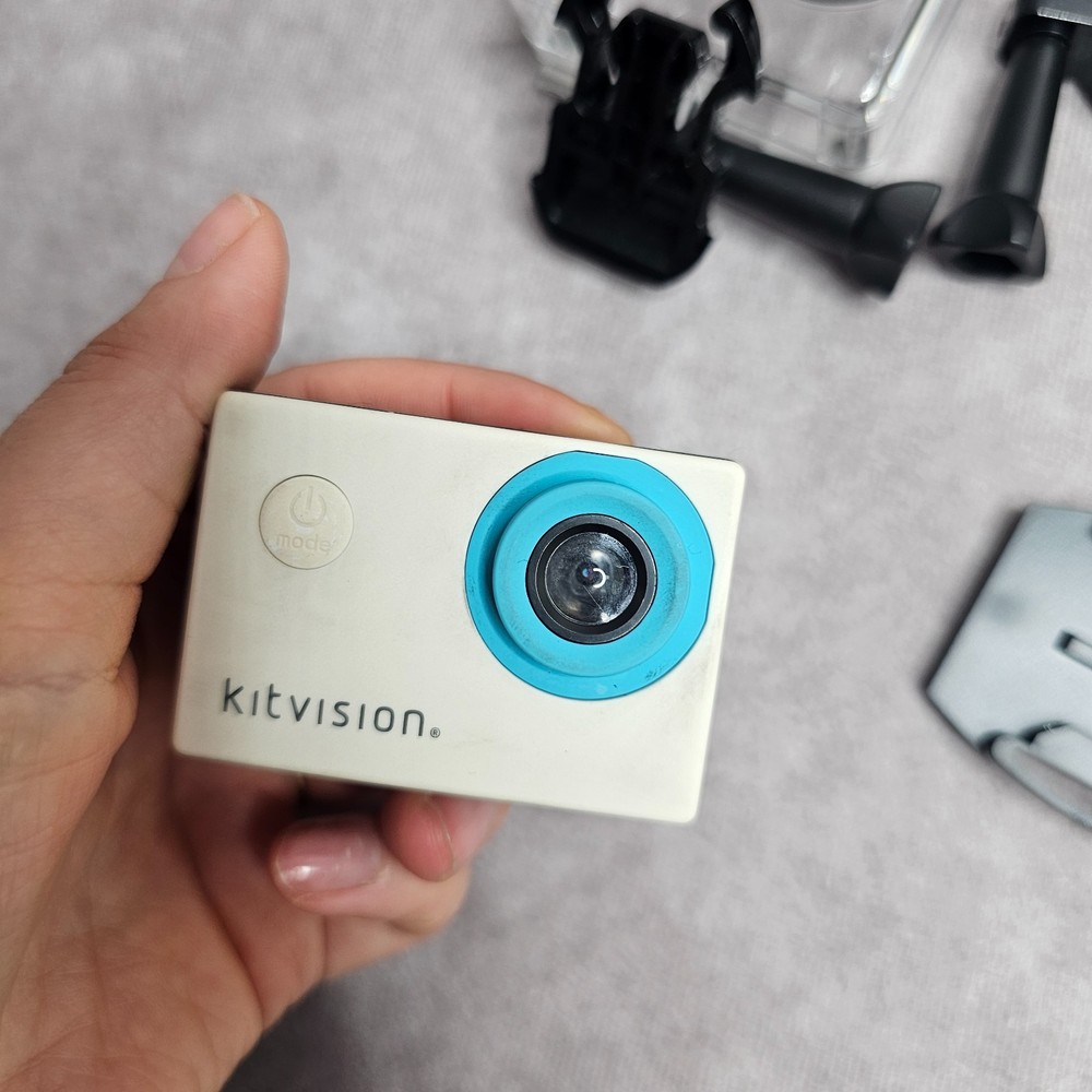 Kitvision Action Camera with Accessories – Powers On When Charging Only – Used