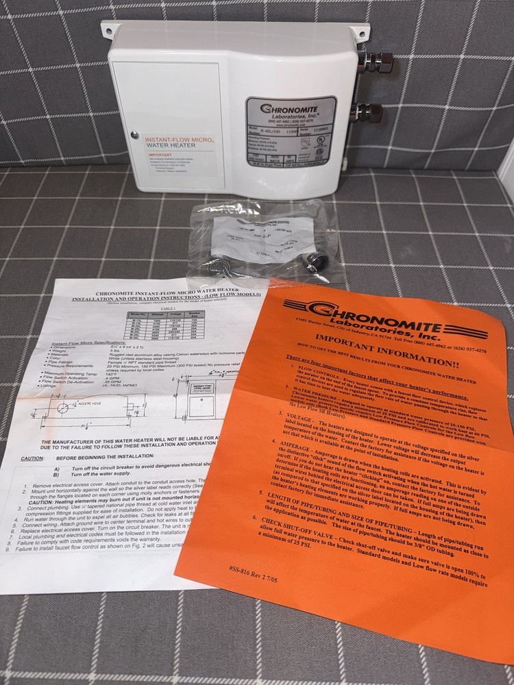 Chronomite Instant Flow Tankless Water Heater M40L/240 9600 Watts - 40 Amps