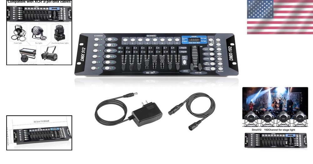 DMX512 Light Controller 192 Ch with Cables