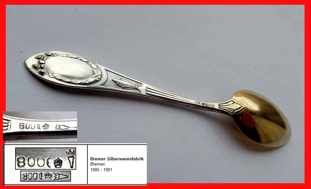 1. 3. Empire Spoon, Bremer Silverware Factory, 800 Silver E362