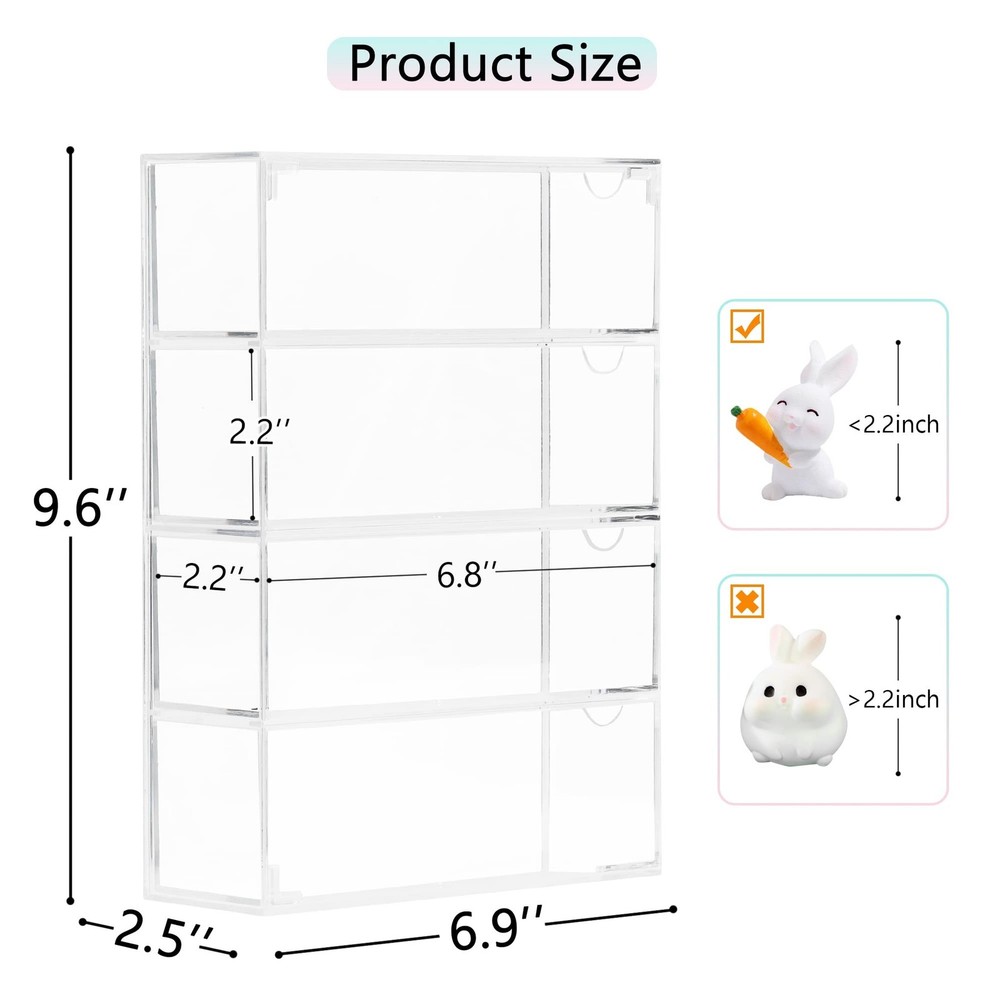 Clear Display Case 4 Layer Mini Action Storage Box Cabinet Organizer for Mini...