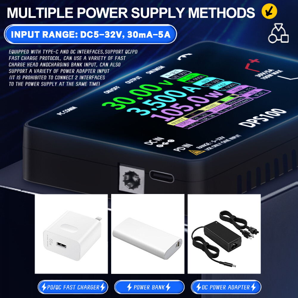 2.4in Screen Adjustable DC Current Power Supply 100W Regulated Power Supply