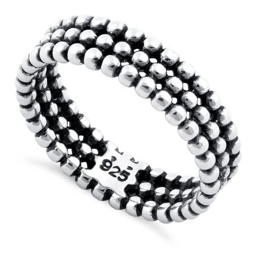 925 Sterling Silver Triple Bead Eternity Ring