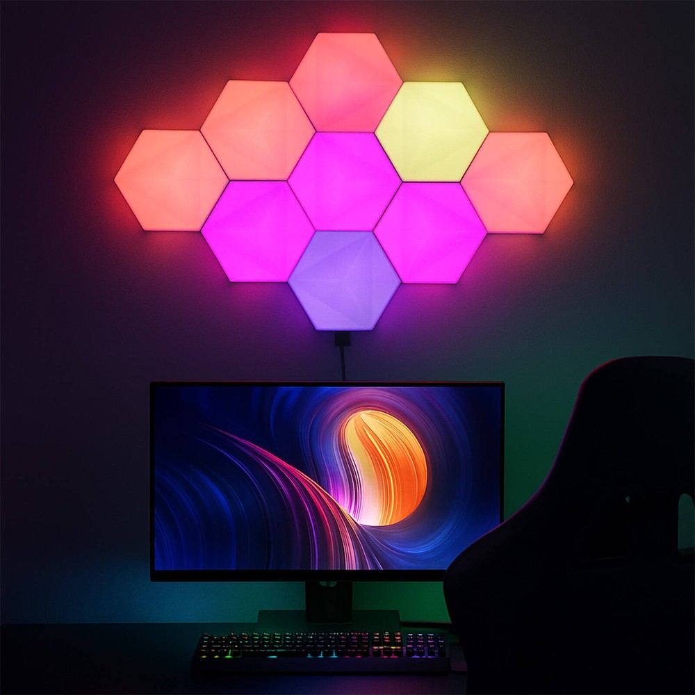 Arlec Grid Connect Smart 9 Hexagon Panel Lights with Razer Chroma RGB