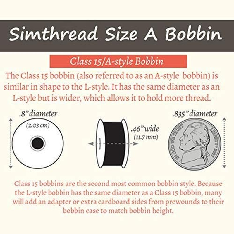 144Pcs Embroidery Pre-Wound Bobbins Thread, Class 15 Type a Size SA156, Polyeste
