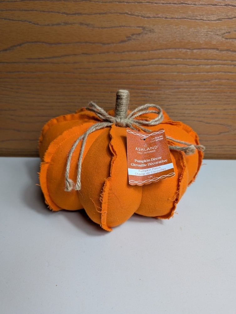 New with Tag 8.5" Orange Fabric Tabletop Pumpkin Patch by Ashland ® Decor Fall