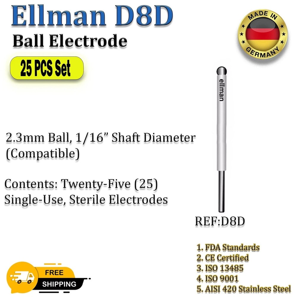Ellman D8D Ball Electrode -Twenty-Five (25) Single-Use Disposable