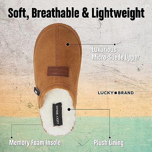 Mens Microsuede Memory Foam Open Toe Slippers, Cool Adjustable Large Tan/White