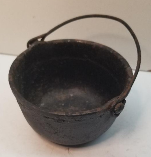 Miniature Cast Iron Pot With Handle Marked "110" on bottom