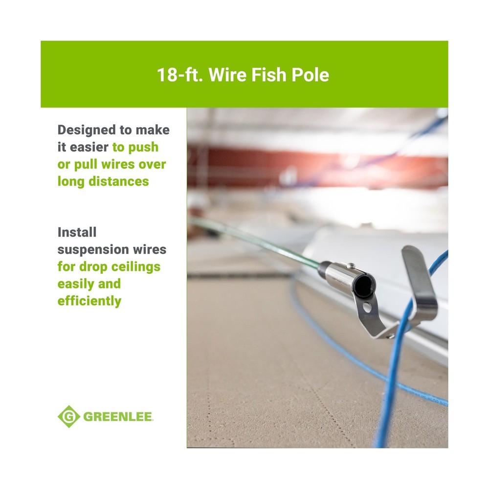 Greenlee FP18 Collapsible 18' Cable Pulling and Reaching Fish Pole, Far-Reach...
