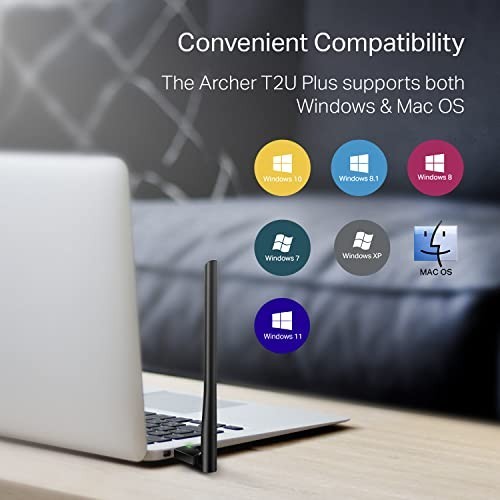 TP-Link AC600 USB WiFi Adapter for PC (Archer T2U Plus)- Wireless Network Adapte