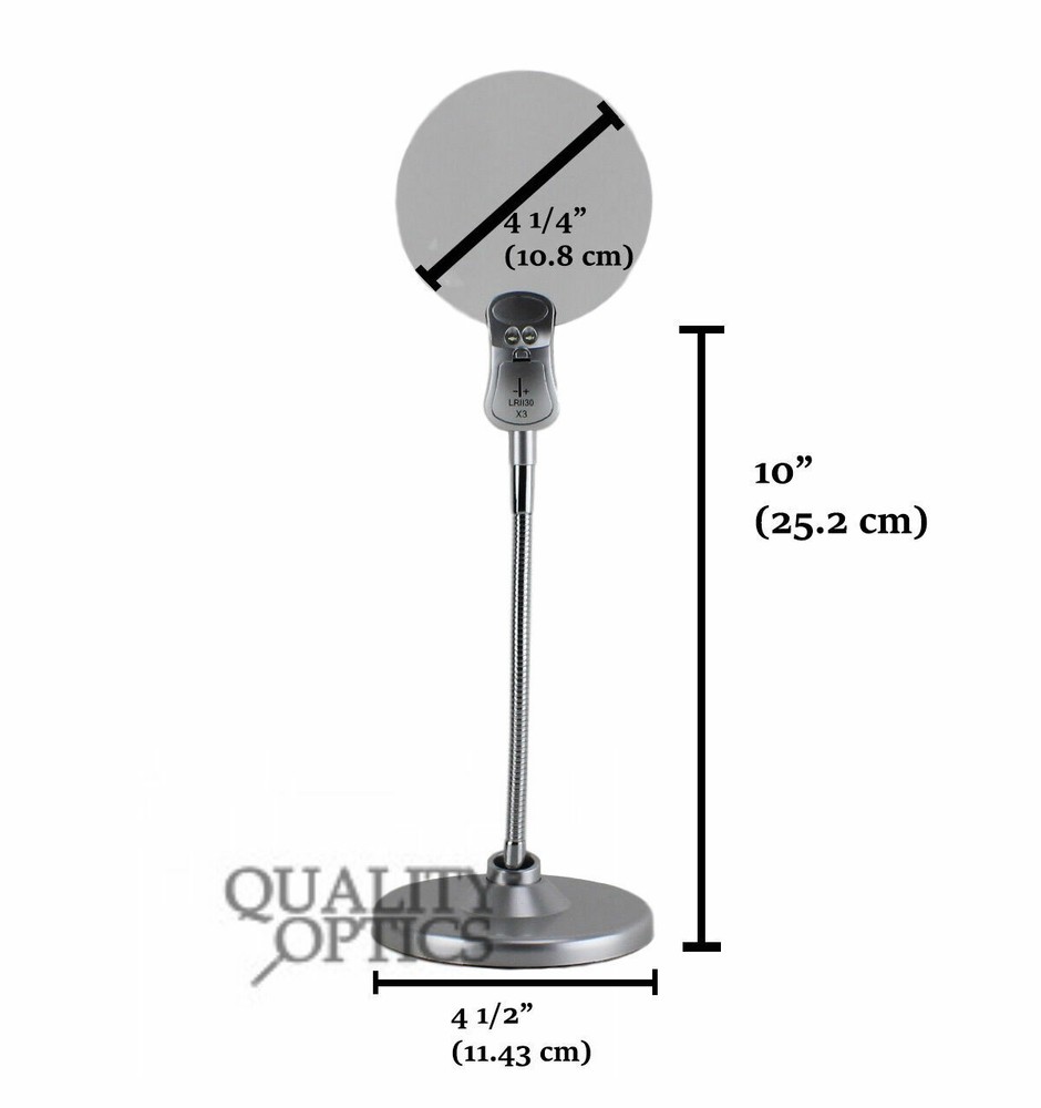 Solid Steel & Optical Glass Desktop Table Bench Illuminated Magnifier Magnifying