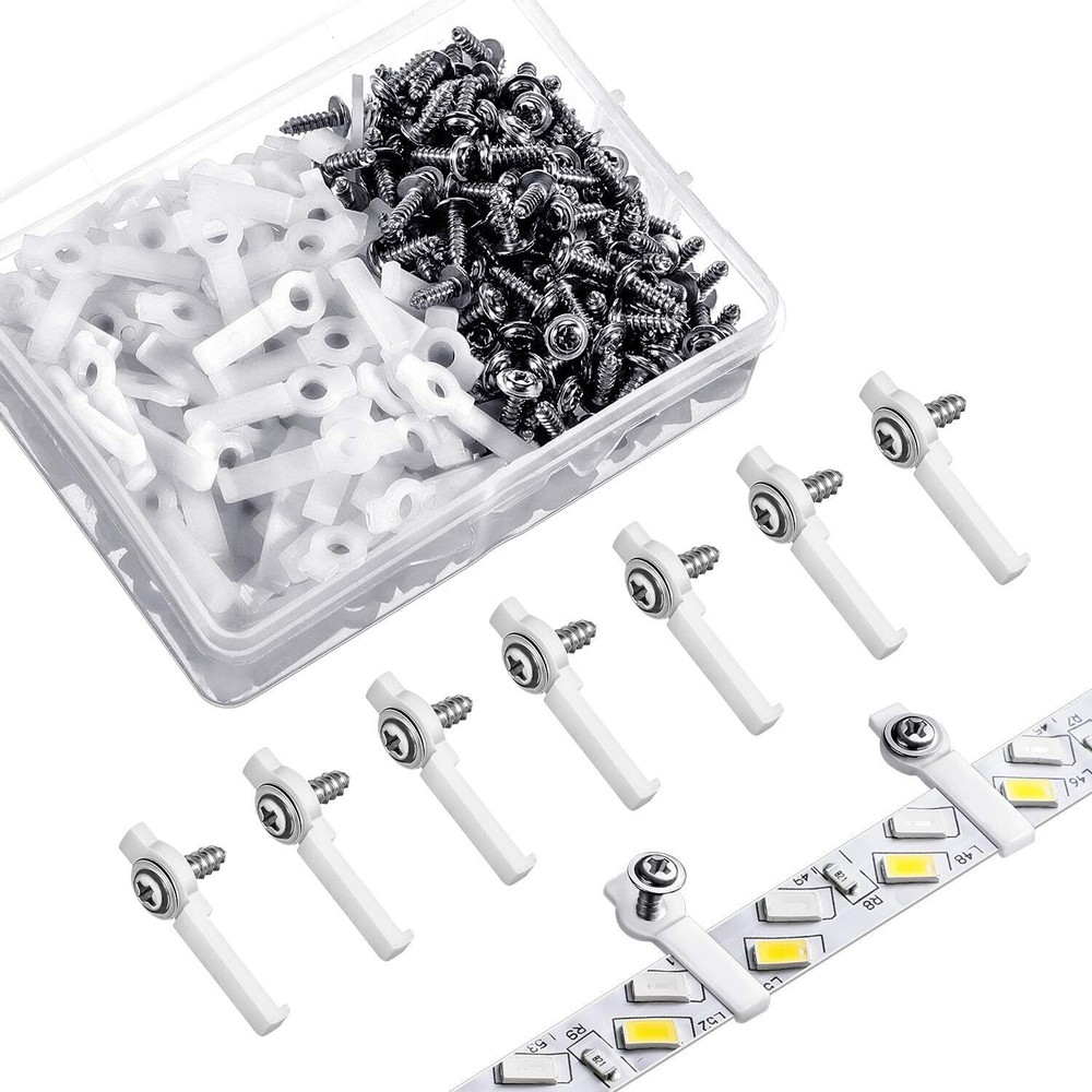 Mudder 300 Pieces LED Mounting Clips Bracket Strip Light White