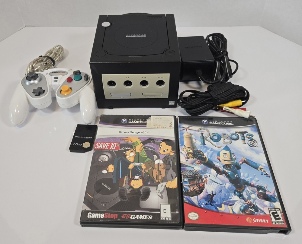 Nintendo GameCube Black Console Bundle Controller Memory Card 2 Games DOL-001