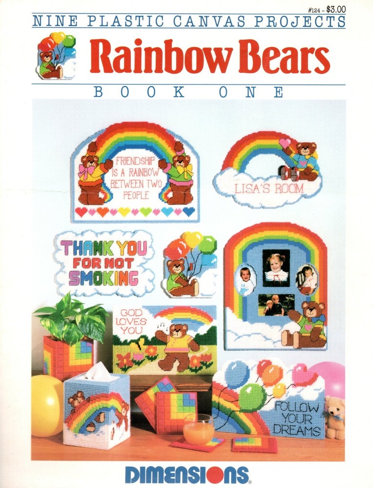 Dimensions 124 RAINBOW BEARS Book One Plastic Canvas Pattern Leaflet