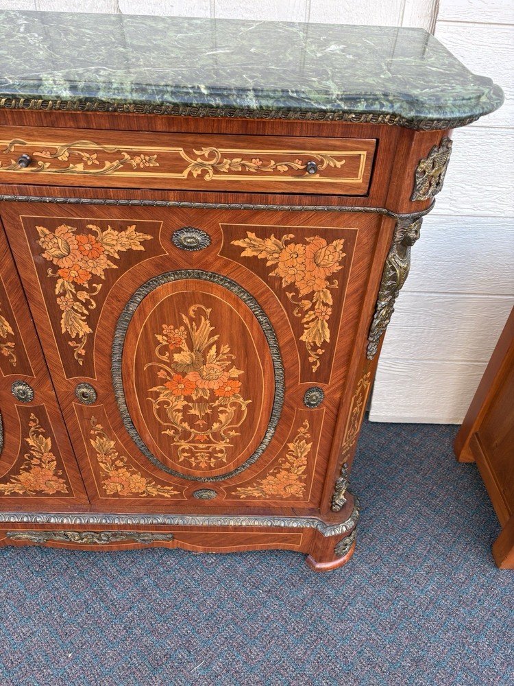 67208 Marble Top Sideboard Server Console Cabinet Stand