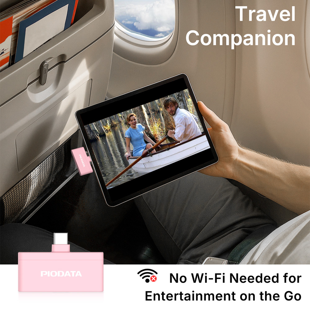 PioData Micro SD Card Reader for USB C iPhone Android, Passthrough Charging Pink