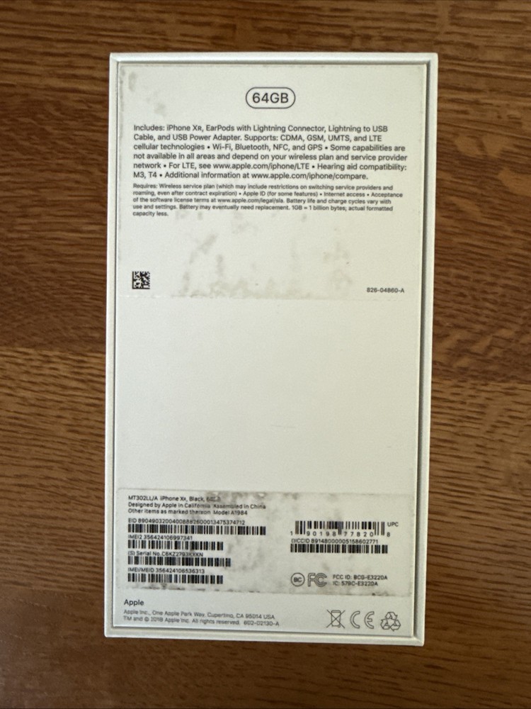 Apple iPhone XR Black 64GB - Empty Box ONLY