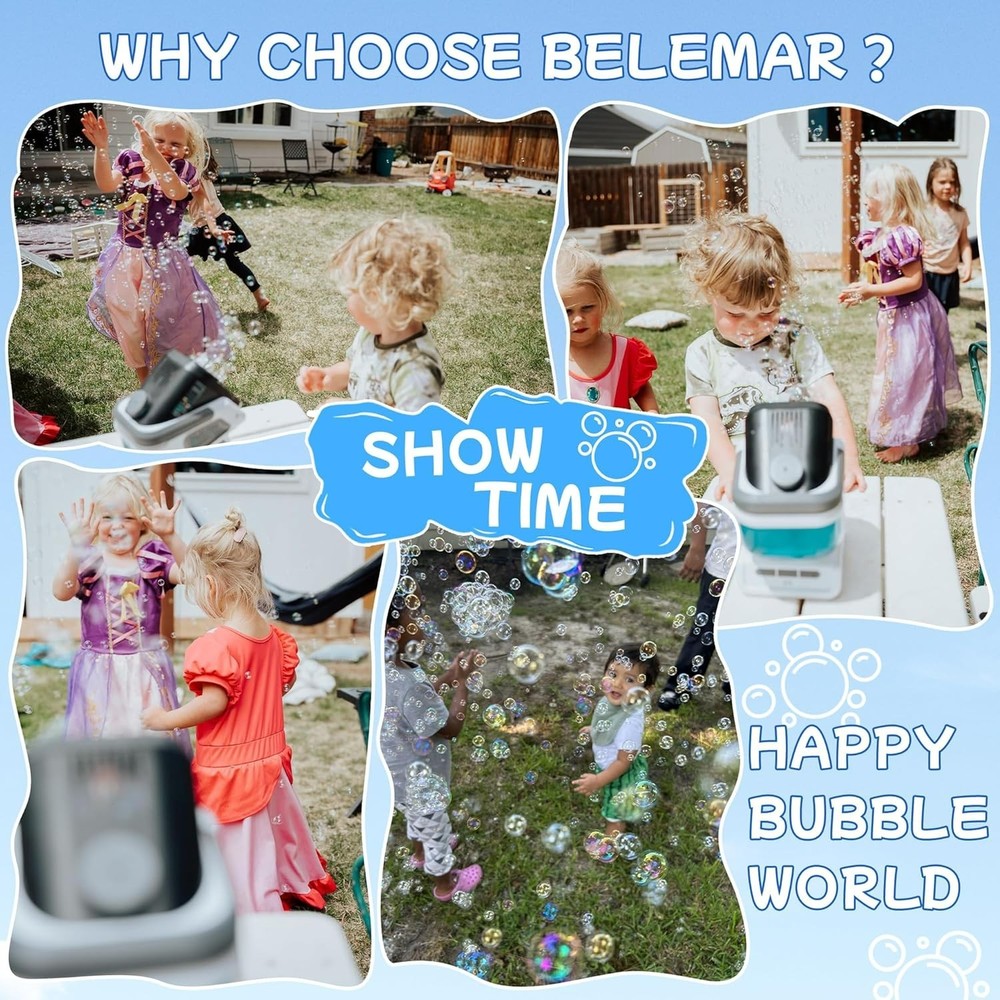 2025 Upgraded Bubble Machine with Remote Control, Automatic Rotation & RGB Light