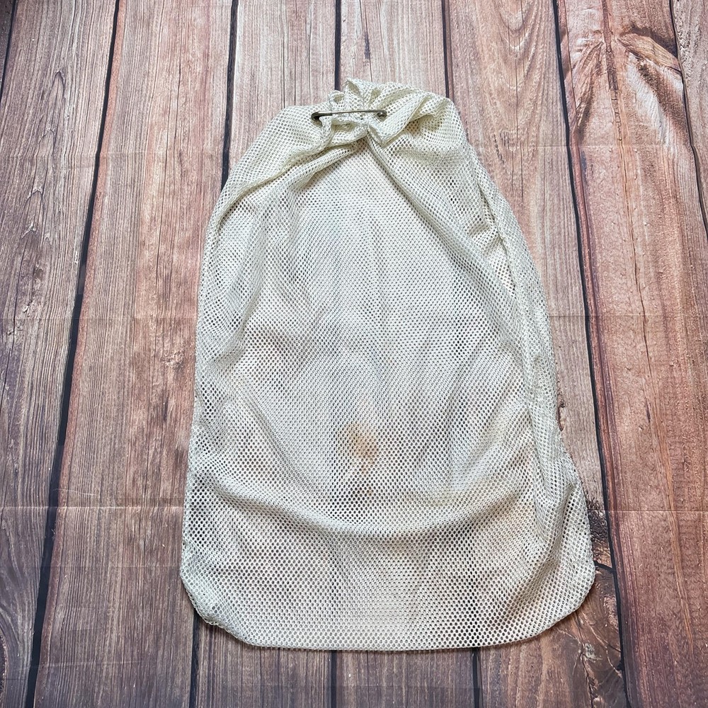 80's Vintage Military Mesh Laundry Bag & Risdon Keytag Large 4.5" Pin