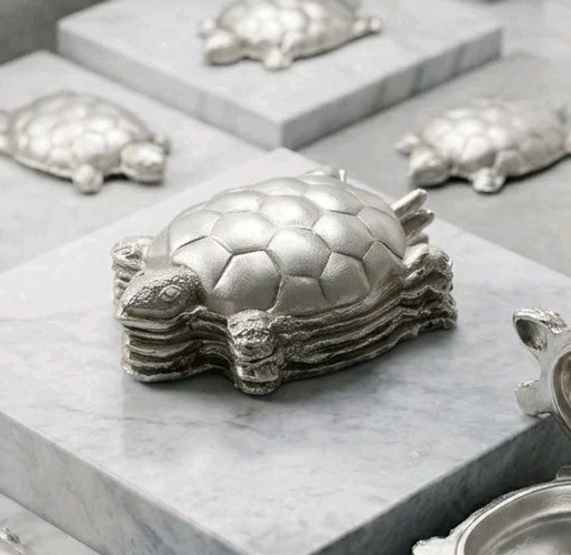 Stackable .999 Fine Silver Turtle Die Pressed Unique Handmade Stackers