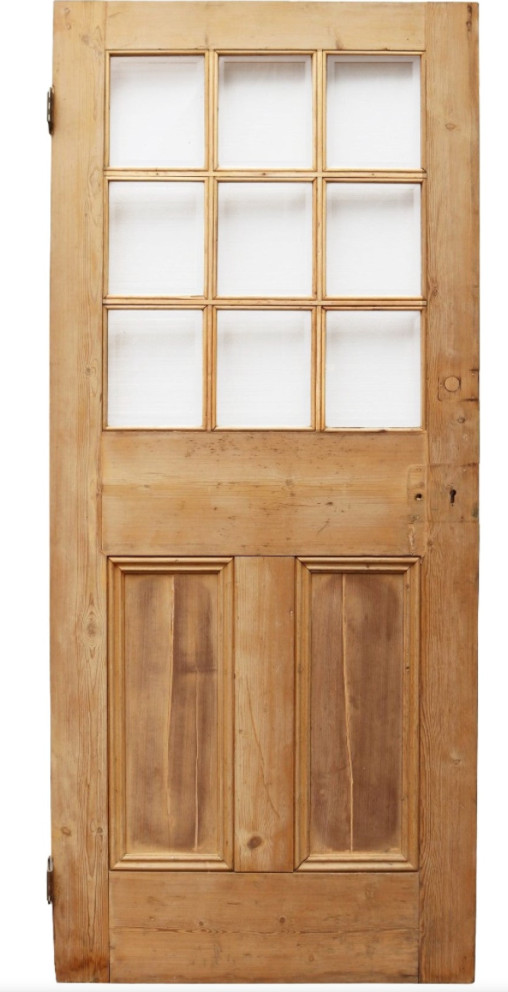 Reclaimed Pine Door with Glass Panel