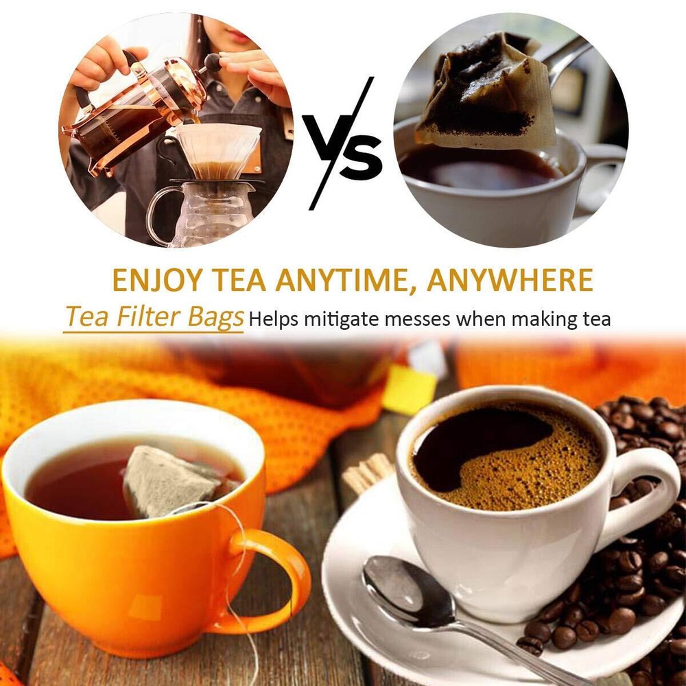 Disposable Tea Filter Bags with Drawstring Natural 1-Cup Capacity 300PCS
