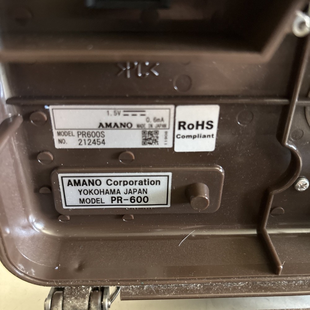 Amano PR-600 Watchman's Time Clock W/Master Keys UNTESTED PREOWNED