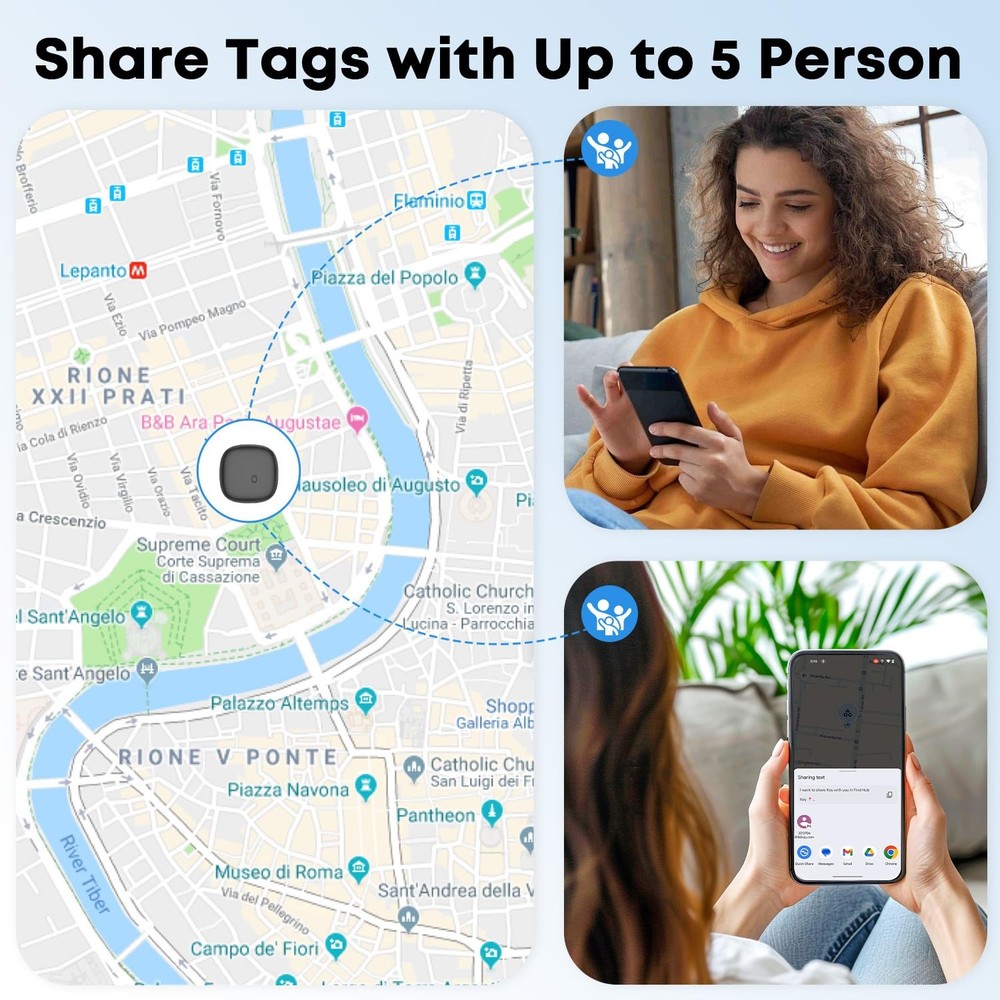 Air Tracker Tags-4 Pack for Android, Android Tag 4pcs, Black