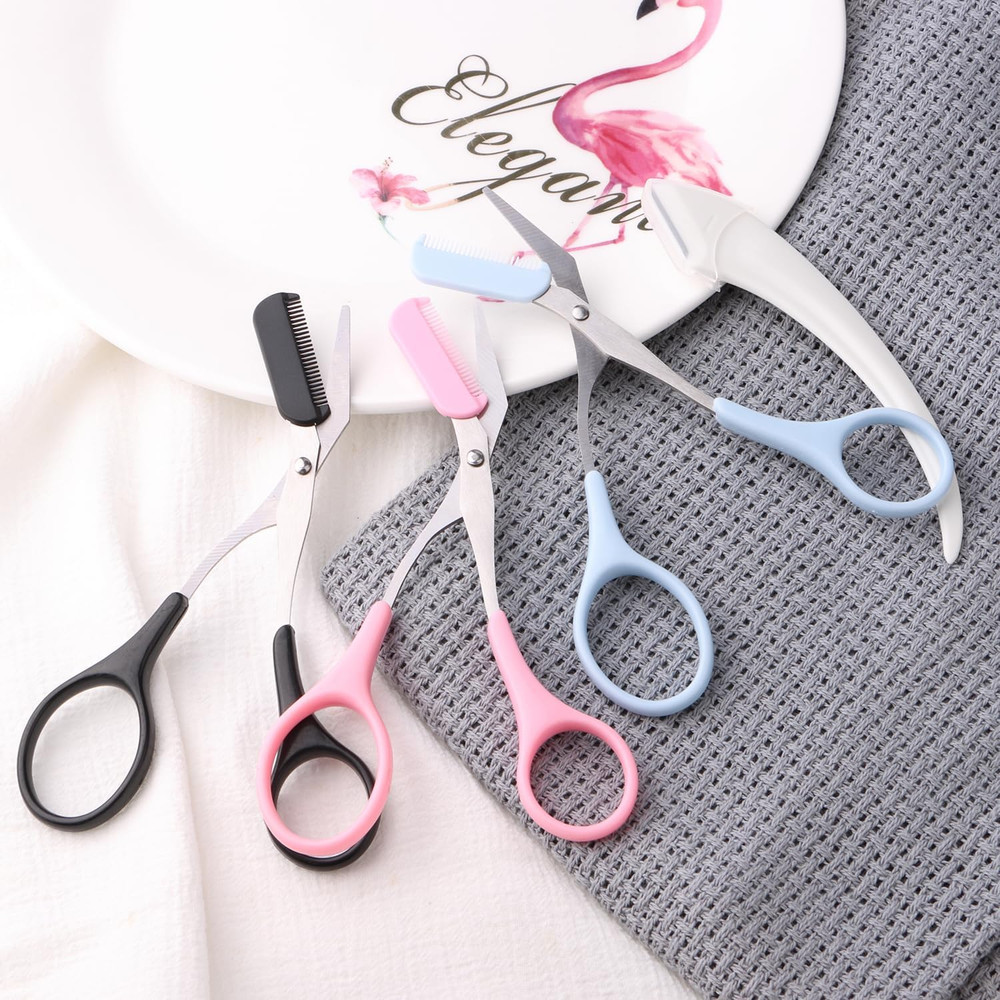3Pcs-Eyebrow Scissors with Eyebrow Razor,Professional Eyebrow Trimmer Scissors w