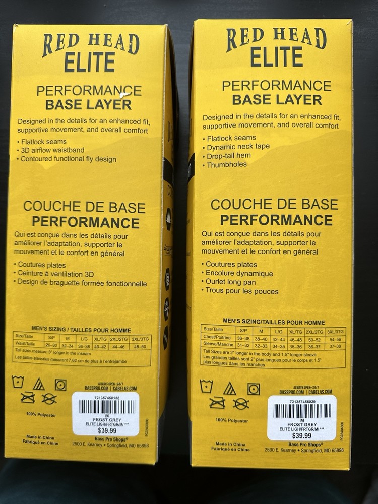 RedHead Elite Midweight Base Layer Bottoms for Men Medium