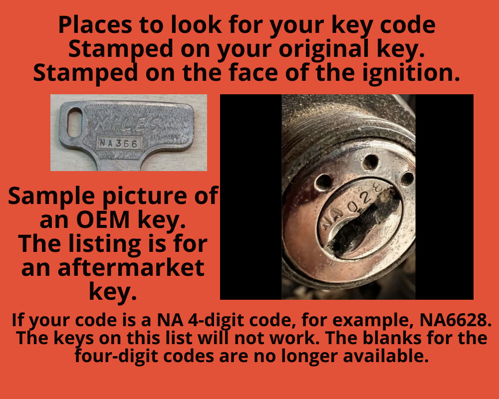 Honda Motorcycle Replacement Key Cut to Code 3 Digit Codes NA002-NA499