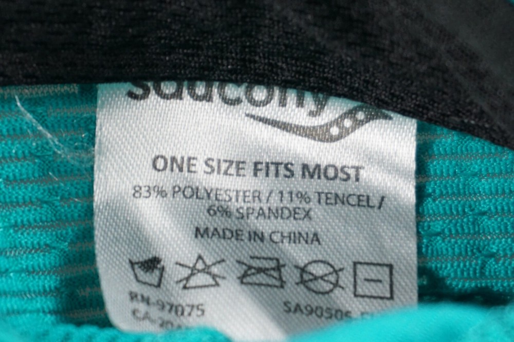 Saucony Hat Cap Adult One Size Green Unstructured 6 Panel Mesh Strap Back Low