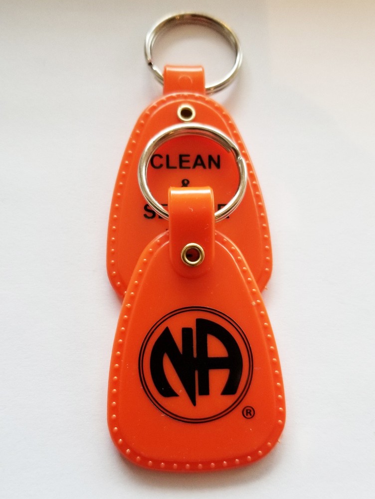 Narcotics Anonymous - NA - 5 year ORANGE & BLACK KEY TAG - 5+ yr clean