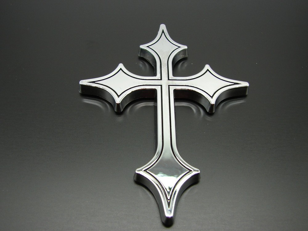 (2) CHRISTIAN HOLY CROSS 3D EMBLEMS STICKERS DECAL.RELIGIOUS CAR EMBLEMS DECALS