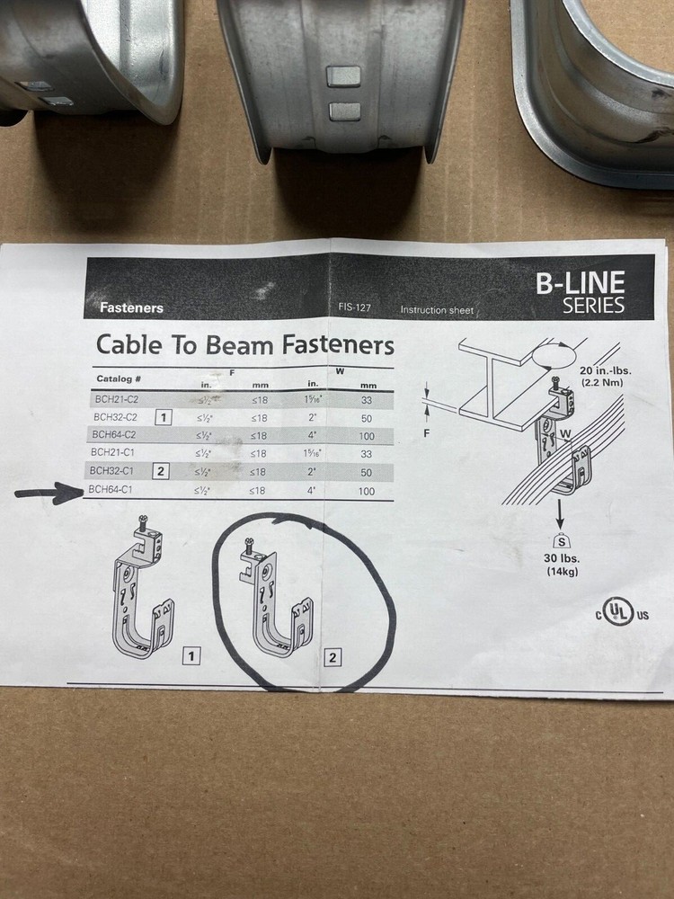 Cable Support "J "- HOOK #BCH64-C1-2 (SOLD EACH)