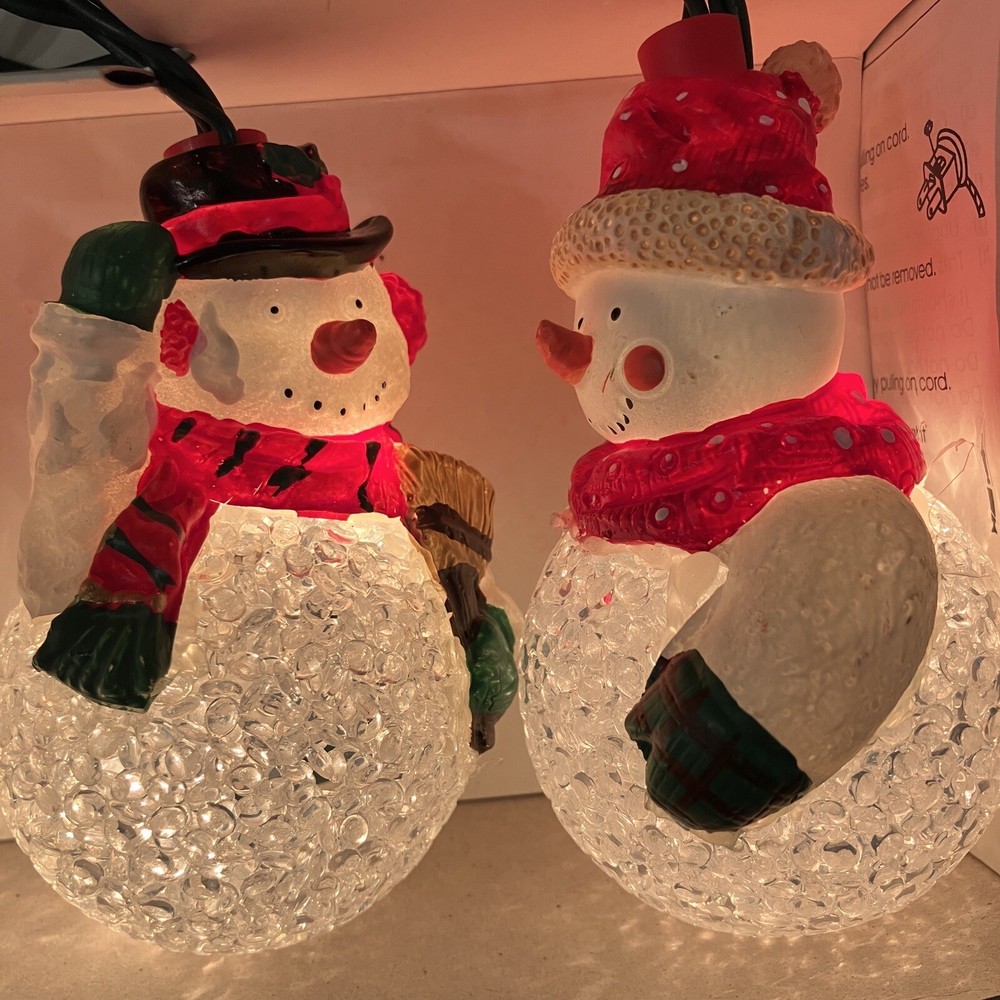 Kurt S Adler 10 Light Set with 5 Melted Plastic Popcorn Snowman String Light Box